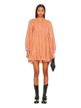 FREE PEOPLE Estrella Velvet Flouncy Mini Dress, Size M.